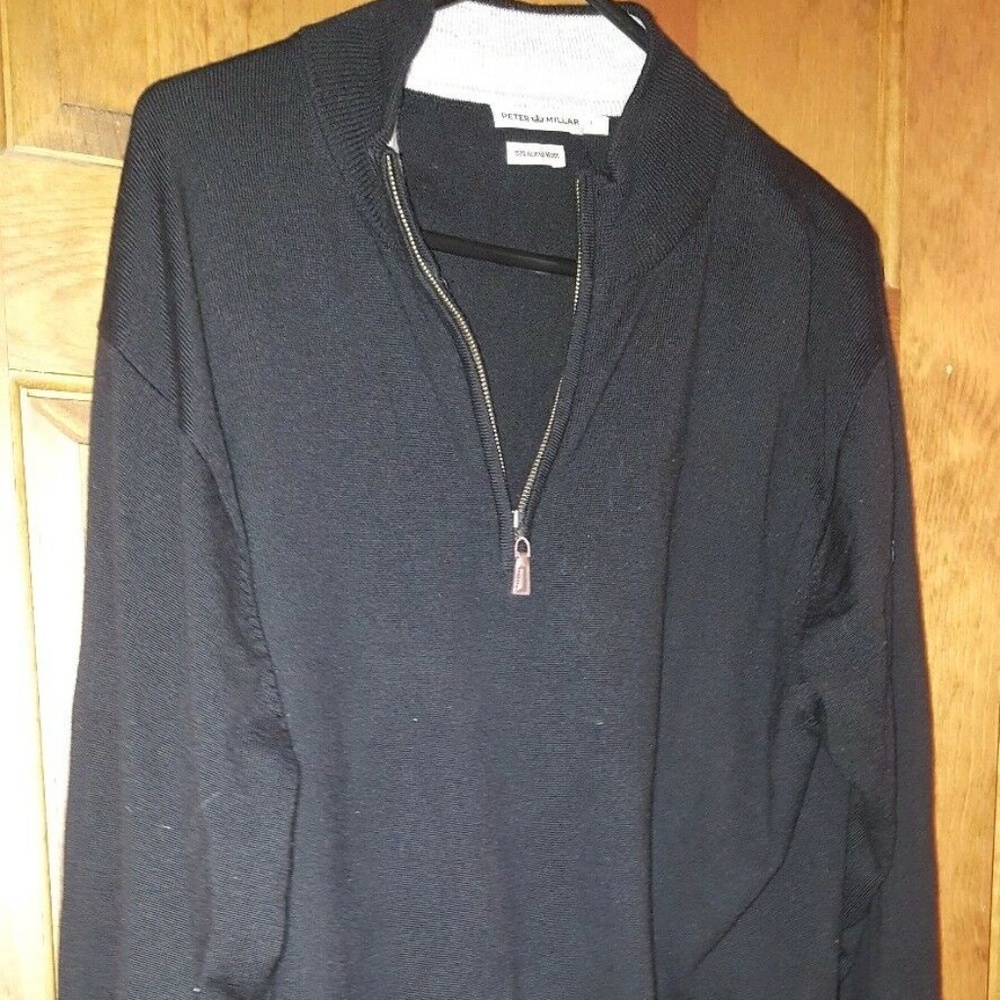 Peter Millar black L large merino wool sweater